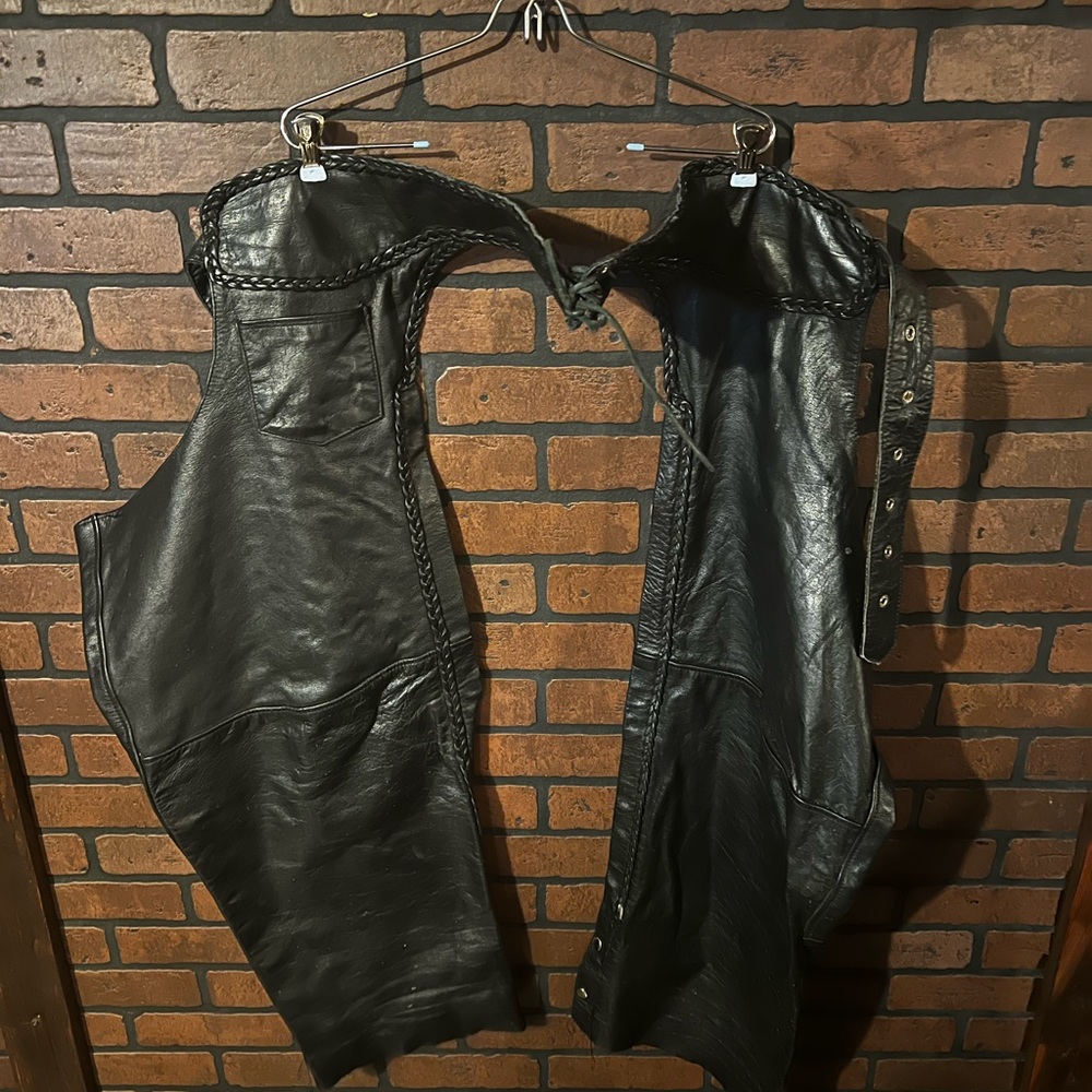 5XL Black Leather Motorcycle Chaps 🏍️🏍️